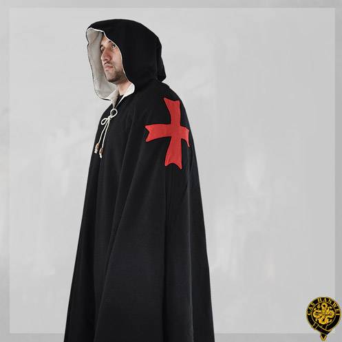Templar Cloak, Black, Pure Wool