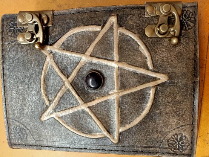 Leather Journal Pentagram Red Stone