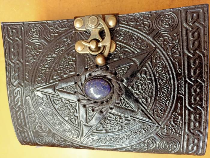 Leather Journal Pentagram with Crystal Small