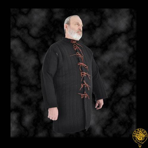 Gambeson, Large, Black, Leather Tie closure.
