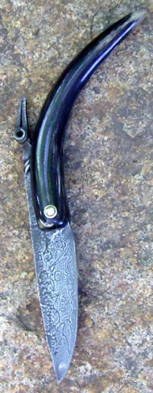 Forged Damascus Steel Folding Knife