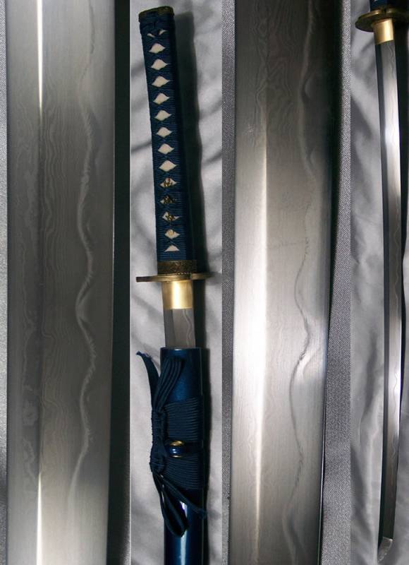Blue - folded 10x 1095 steel katana